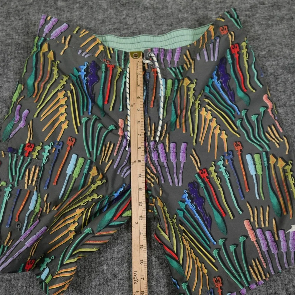 Tommy Bahama‎ Relax Swim Trunks Mens Large Gray Swizzle Stick Print Lined Shorts